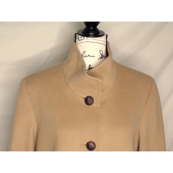 🆕FLEURETTE Dawn Wool Stand Collar Car Coat Camel Tan 10 - Picture 9 of 16